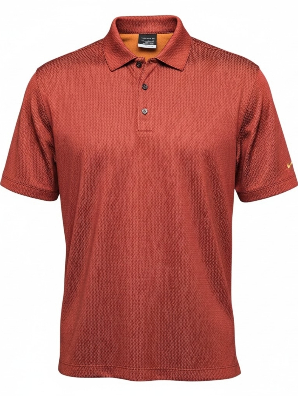 Nike Golf Dri‑Fit Polo – Red w/ Orange Trim | Men’s L | Moisture‑Wicking